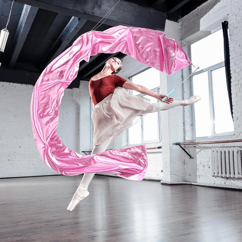 RoundFunny 98" Dance Streamer with Scalable Rod, Gymnastics Dance Ribbon Artistic Twirling Ribbon, Church Worship Adoration Dance Banner for Dancer and Church Liturgical Praise (Pink) - Image 5
